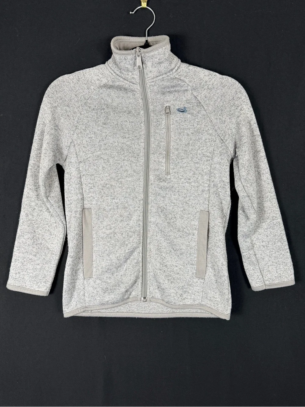 Southern Marsh sweater jacket Boy Youth S Full-Zip Light Gray Pockets Mock Neck